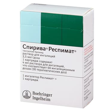 Спирива Респимат 2,5 мкг/доза раствор для ингаляций картридж 4 мл + ингалятор