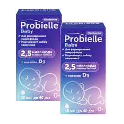 Набор 2Х Probielle Baby Пробиотик + Витамин Д3 капли для приема внутрь 10 мл