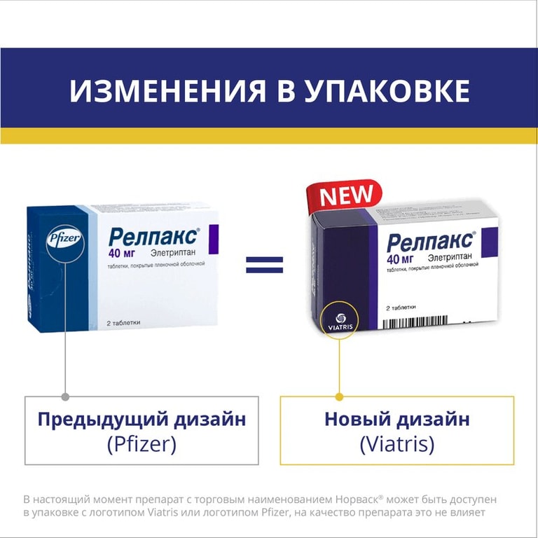 Релпакс 40 мг таблетки 2 шт