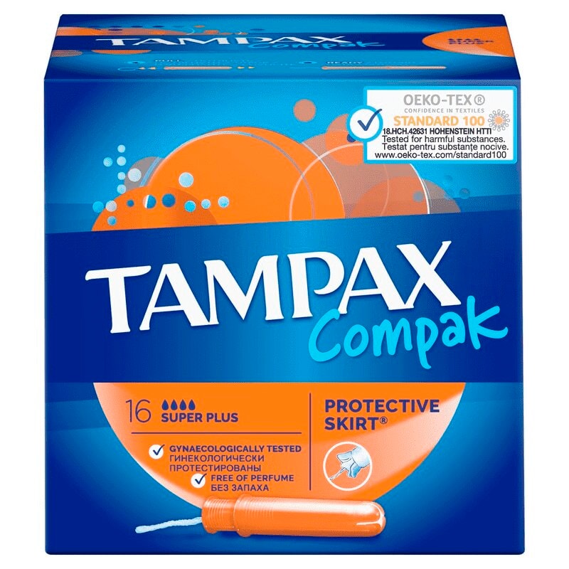 Tampax Compak Тампоны гигиенические с аппликатором Super plus 16 шт