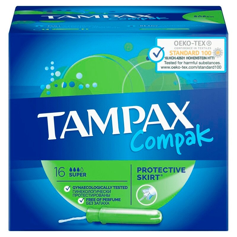 Tampax Compak Тампоны гигиенические с аппликатором Super 16 шт