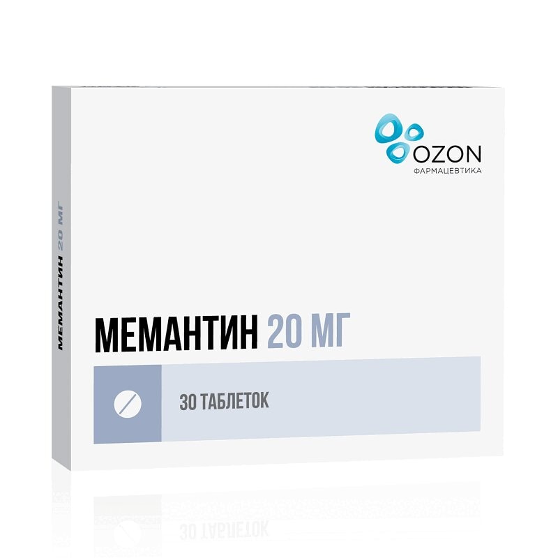 Мемантин 20 мг таблетки 30 шт