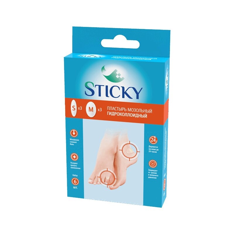 Sticky Пластырь мозольный гидроколлоидный 6 шт