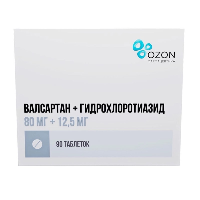 Валсартан+Гидрохлоротиазид 80 мг+12,5 мг таблетки 90 шт