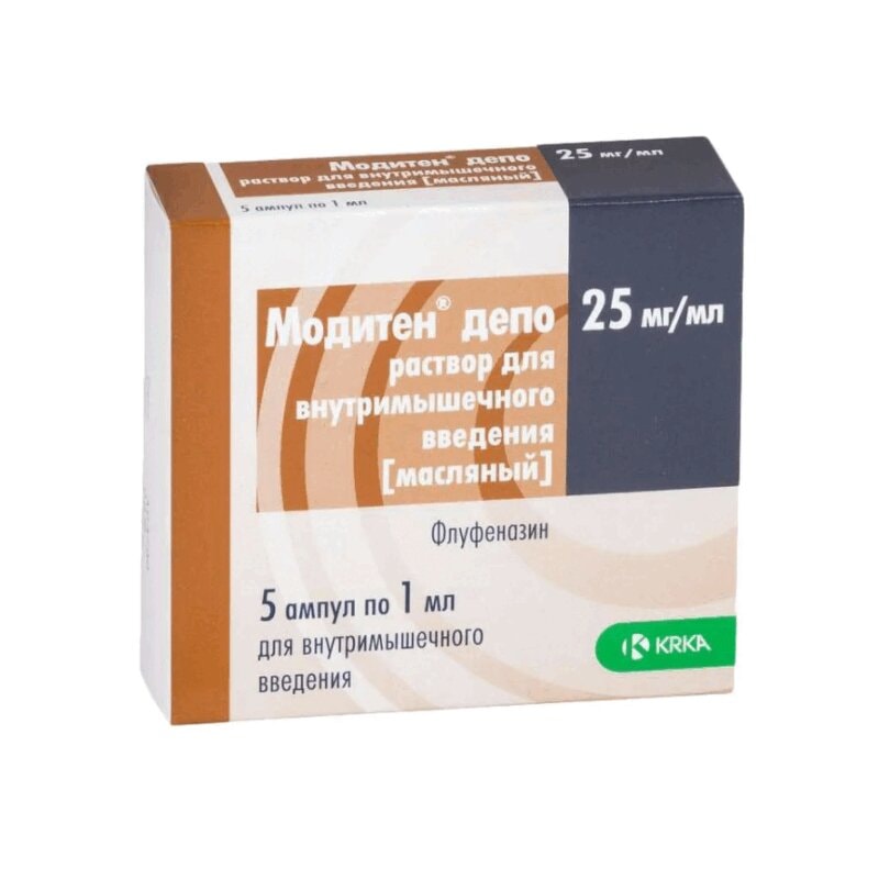 Модитен Депо 25 мг/мл раствор масляный для инъекций 1 мл 5 шт