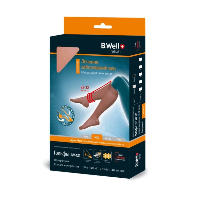 B.Well Med Гольфы компрессионные JW-121 2 класс компрессии размер 3 Черные
