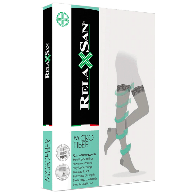Relaxsan MicroFiber Чулки компрессионные Stay-Up 1 класс компрессии 140 den размер 5 Телесные
