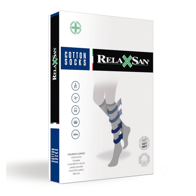 Relaxsan Гольфы компрессионные с хлопком мужские Cotton Socks 1 класс компресии 140 den размер 2 Черные