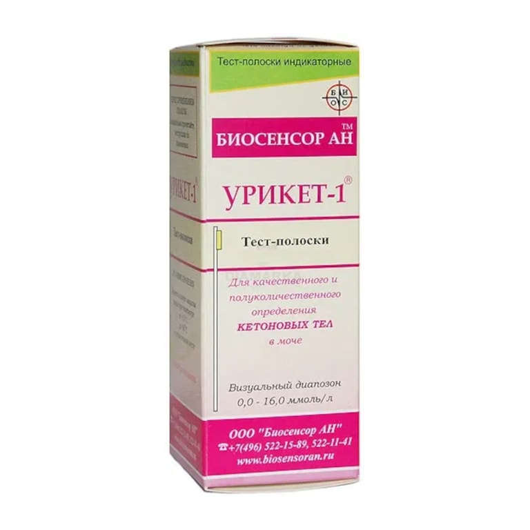 Урикет-1 Тест-полоски для определения кетоновых тел в моче 50 шт