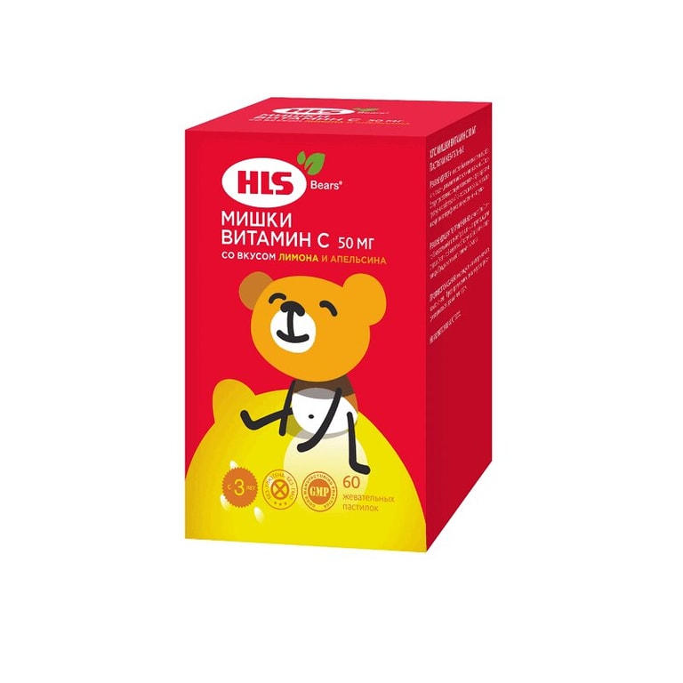 HLS Мишки Витамин С пастилки жевательные Лимон-Апельсин 60 шт