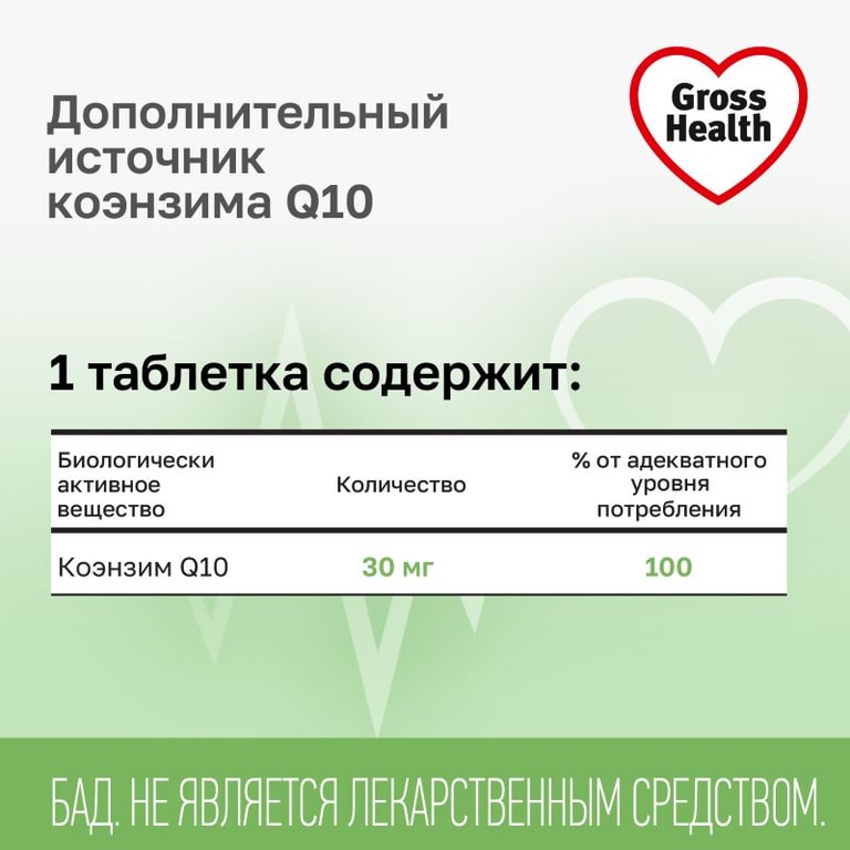 Gross Health Коэнзим Q10 30 мг капсулы 30 шт