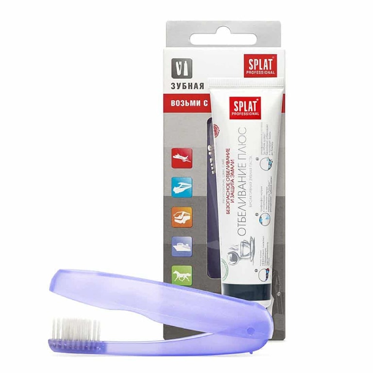 Splat Professional Отбеливание плюс Дорожный набор Зубная паста 40 мл + Зубная щетка складная