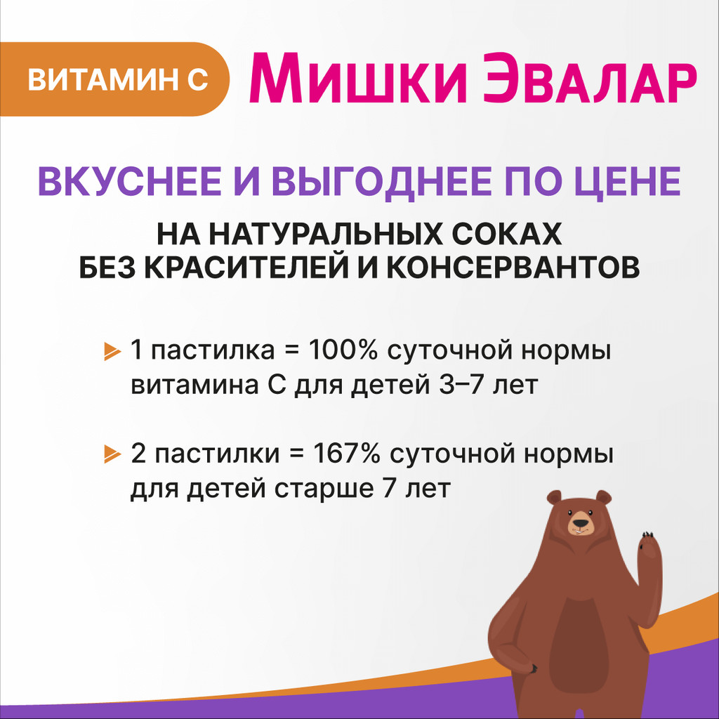 Бэби Формула Мишки Эвалар Мультивитамины пастилки жевательные 30 шт