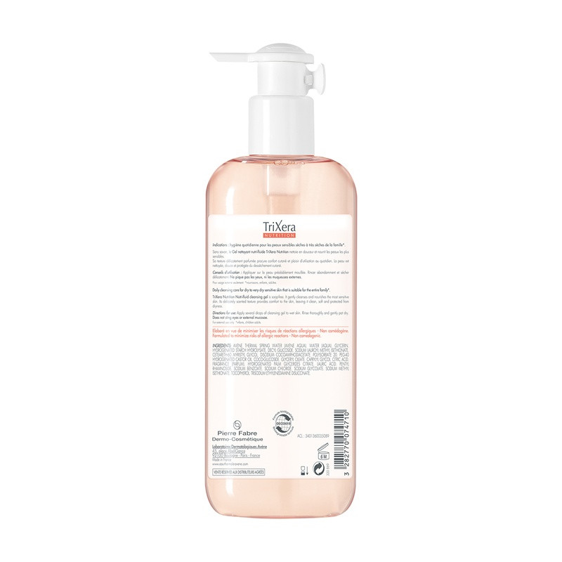 Avene TriXera Nutrition Гель очищающий для очень сухой чувствительной кожи лица и тела 400 мл