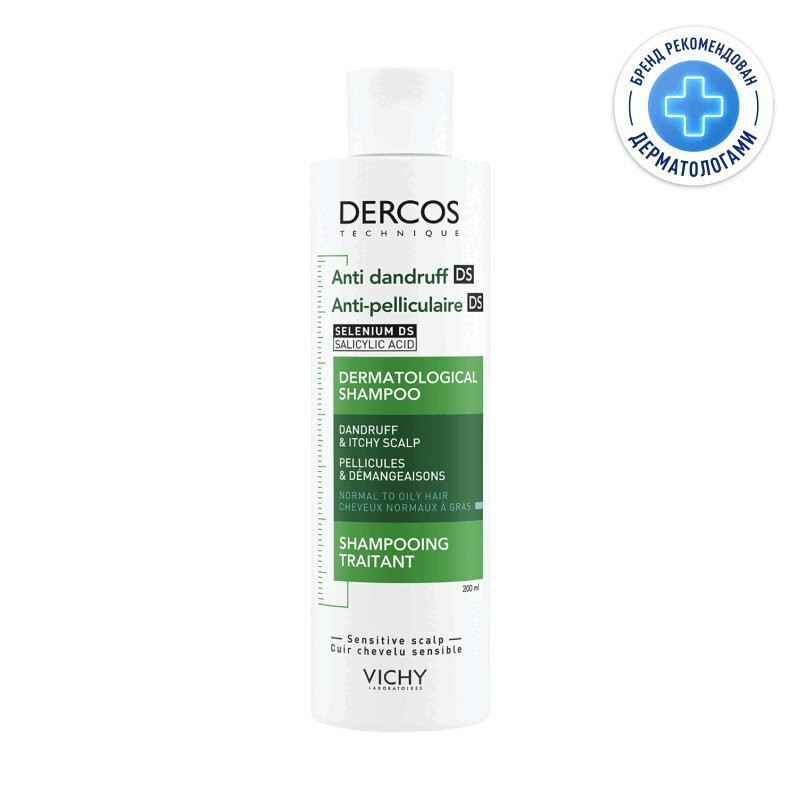 Vichy Dercos Шампунь-уход интенсивный против перхоти для нормальных и жирных волос 200 мл