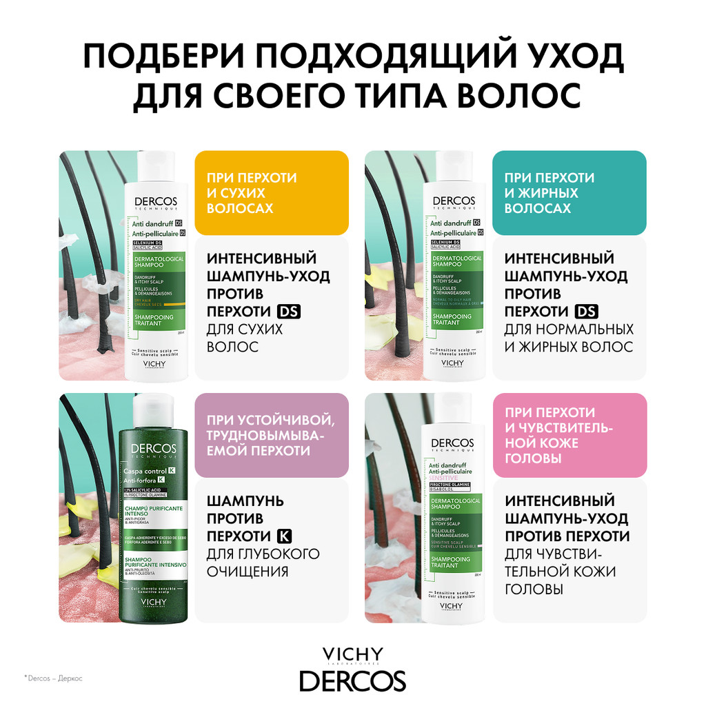 Vichy Dercos Шампунь-уход интенсивный против перхоти для сухих волос 390 мл
