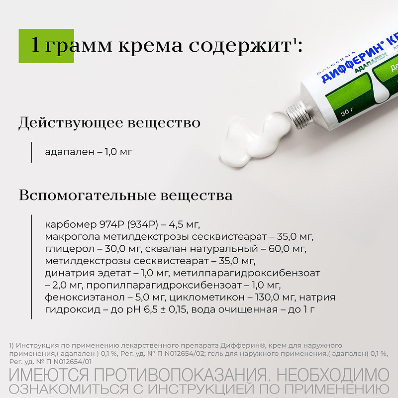 Дифферин 0,1% крем от акне, угрей и черных точек 30 г