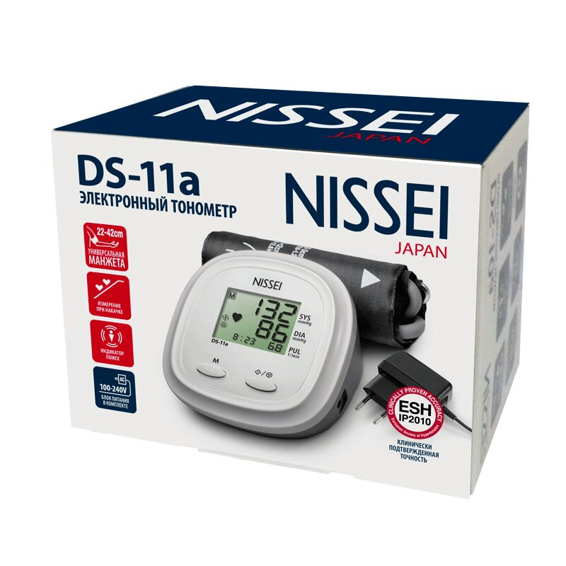 Nissei Тонометр автоматический DS-11А с адаптером и универсальной манжетой