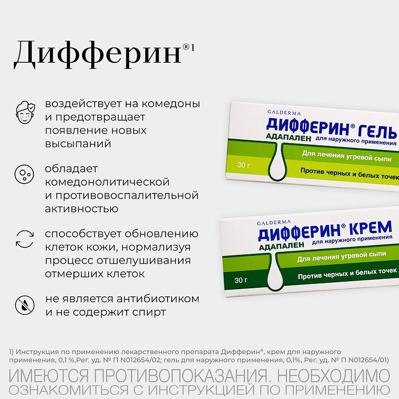Дифферин 0,1% гель от акне, угрей и черных точек 30 г