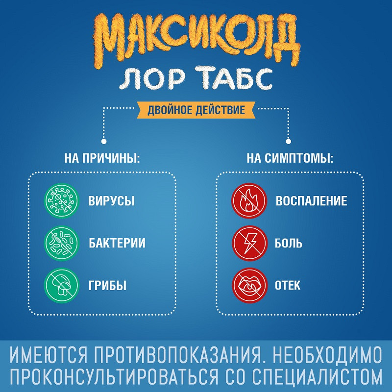 Максиколд Лор Табс Двойное Действие таблетки для рассасывания Мята 20 шт
