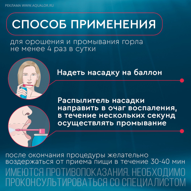 Аквалор Горло спрей для промывания горла 150 мл