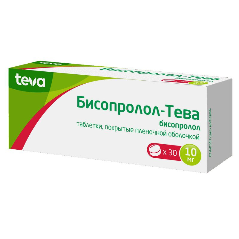Бисопролол-Тева 10 мг таблетки 30 шт