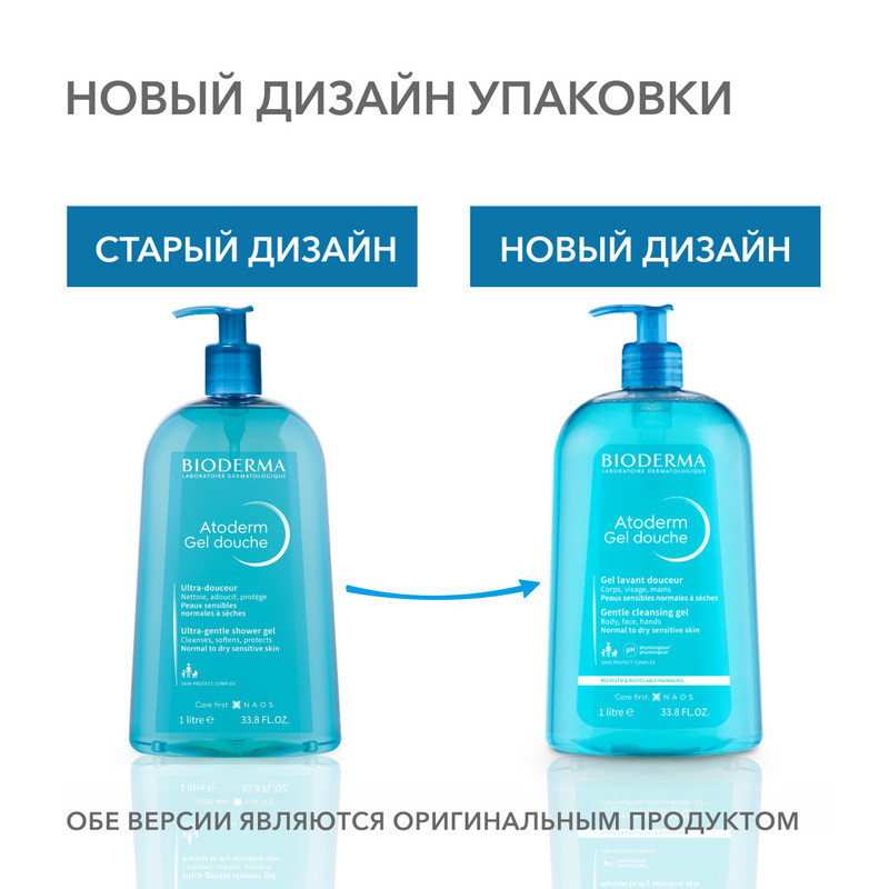 Bioderma Atoderm Гель для душа очищающий для сухой и нормальной кожи 1000 мл