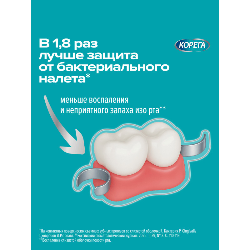 Корега Экстрасильная фиксация Крем для фиксации зубных протезов Мята 70 г 2 шт