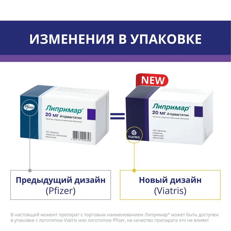 Липримар 20 мг таблетки 100 шт