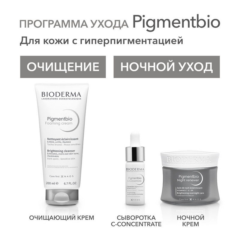 Bioderma Pigmentbio Night renewer Крем ночной осветляющий для кожи с гиперпигментацией 50 мл