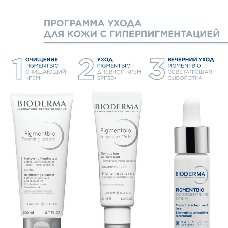 Bioderma Pigmentbio Крем дневной осветляющий для кожи с гиперпигментацией SPF 50+ 40 мл