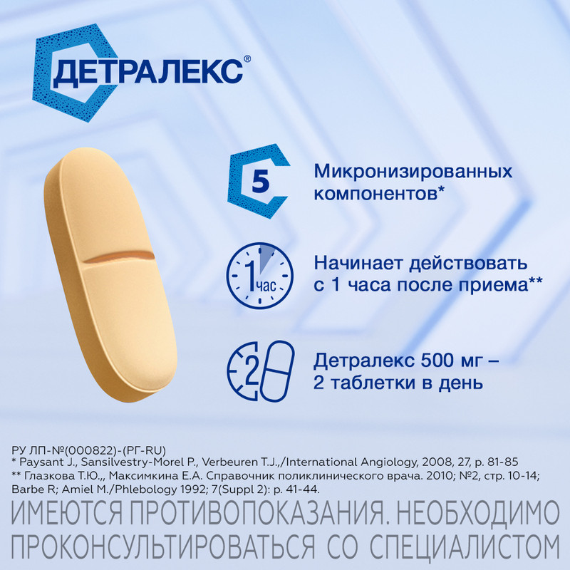 Детралекс 500 мг таблетки 60 шт