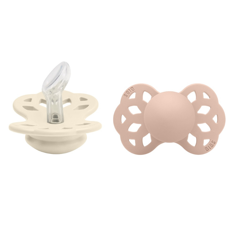 Bibs Infinity Пустышка анатомическая силиконовая с 0 месяцев Ivory-Blush 2 шт