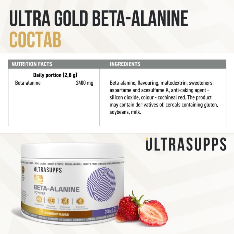 Ultrasupps Бета-Аланин порошок Клубника 200 г