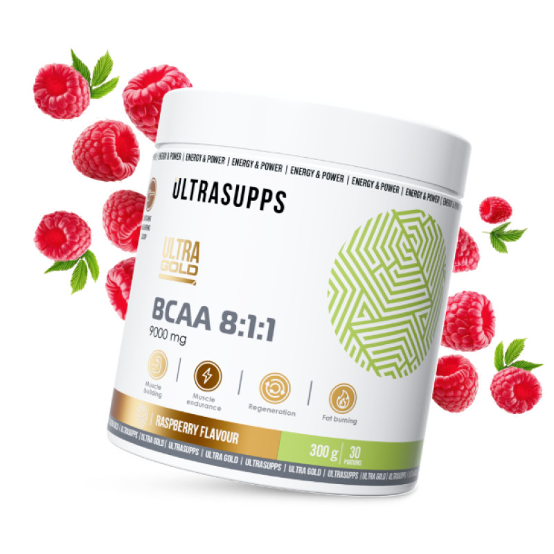 Ultrasupps BCAA 8:1:1 Комплекс аминокислот порошок Малина 300 г