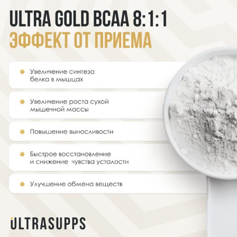 Ultrasupps BCAA 8:1:1 Комплекс аминокислот порошок Малина 300 г