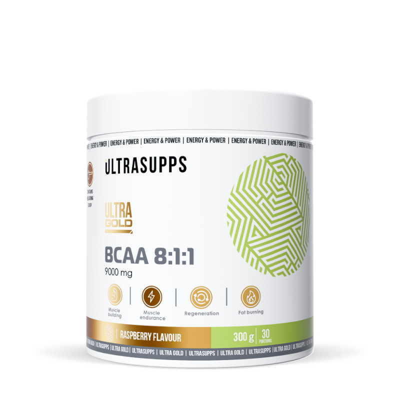 Ultrasupps BCAA 8:1:1 Комплекс аминокислот порошок Малина 300 г