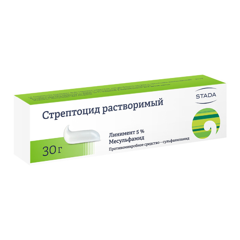 Стрептоцид растворимый 5% линимент для наружного применения 30 г