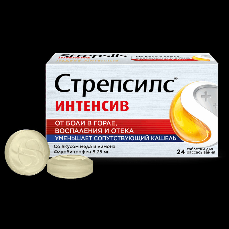 Стрепсилс Интенсив таблетки для рассасывания Мед-Лимон 24 шт