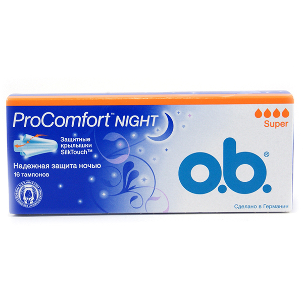 Купить Тампоны ватные "O.b." Pro Comfort найт супер 16 шт + 8 Джонсон и ...