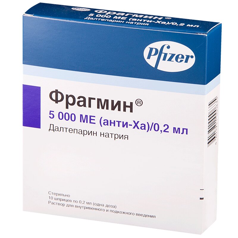 Фрагмин раствор 5000МЕ (анти-Ха)/0,2 мл 1 доз шпр.разов.0,2 мл 10 шт Пфайзер МФГ. Бельгия Н.В. | Купить по цене от 3990 рублей в аптеках Доктор Столетов